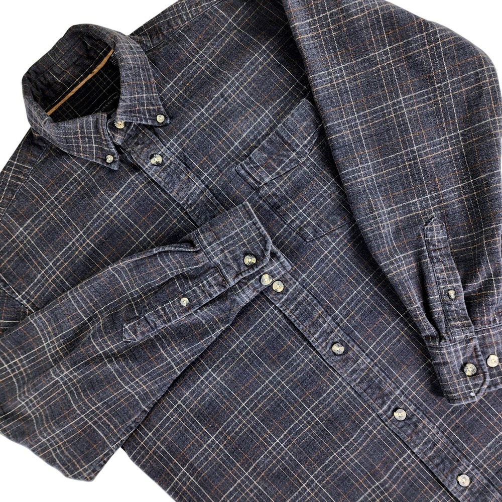 Pacific Trail Flannel Shirt Mens Medium Blue Plaid Button Down Cotton Heritage‎